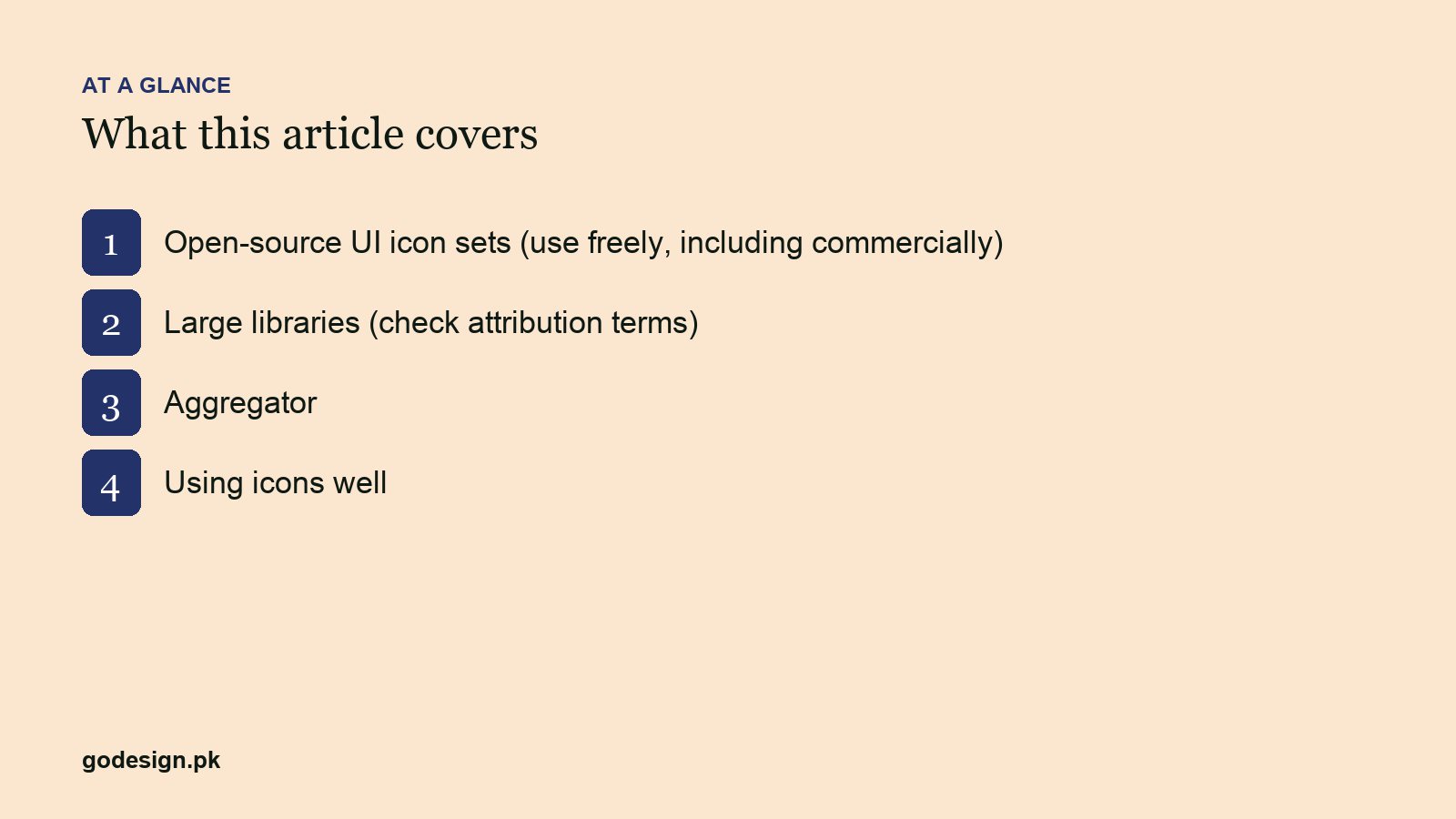 At a glance: the sections of 10 Best Sources of Free Icons for Websites and Apps