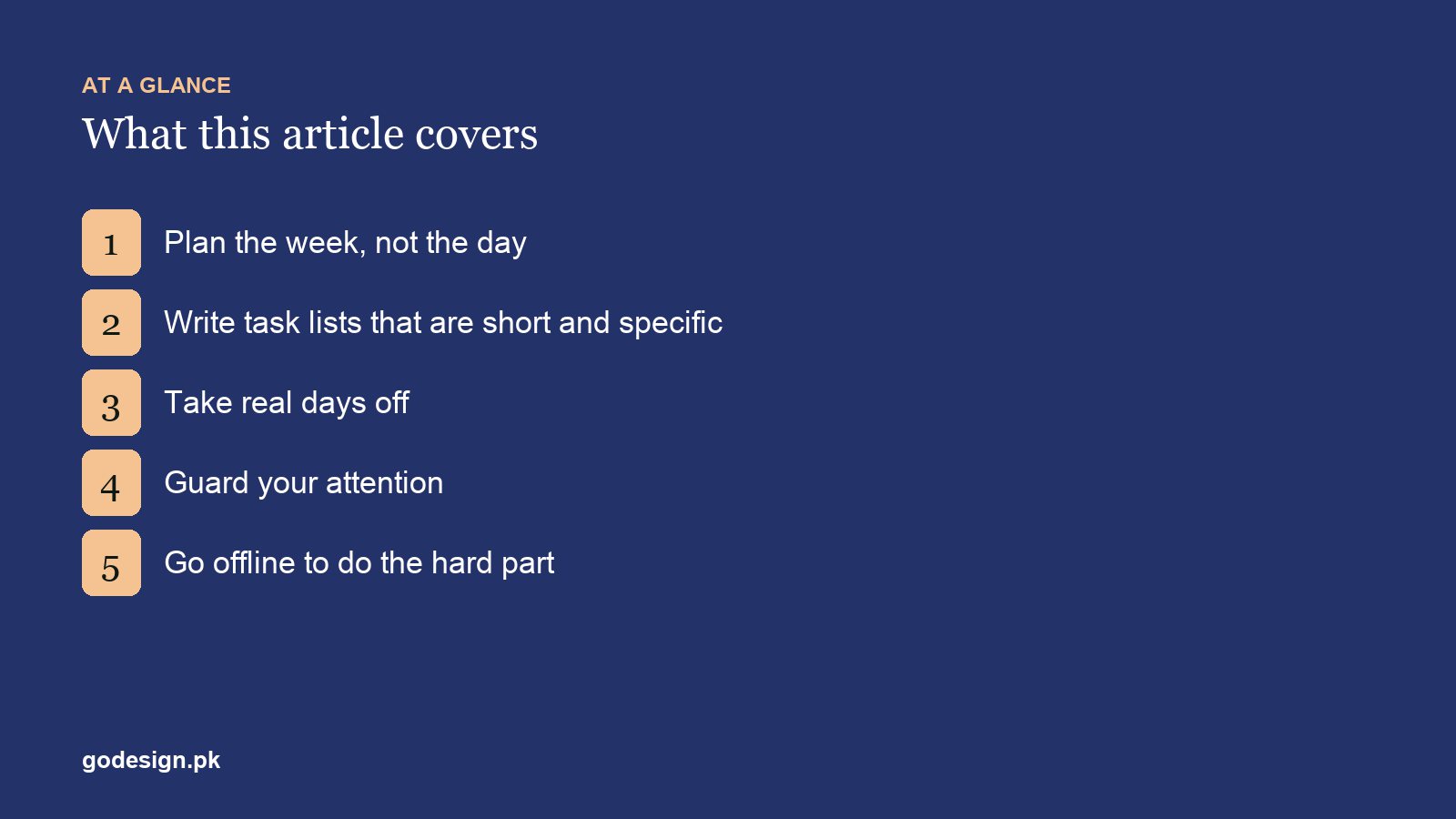 At a glance: the sections of Time Management for Freelancers: 5 Habits That Actually Hold