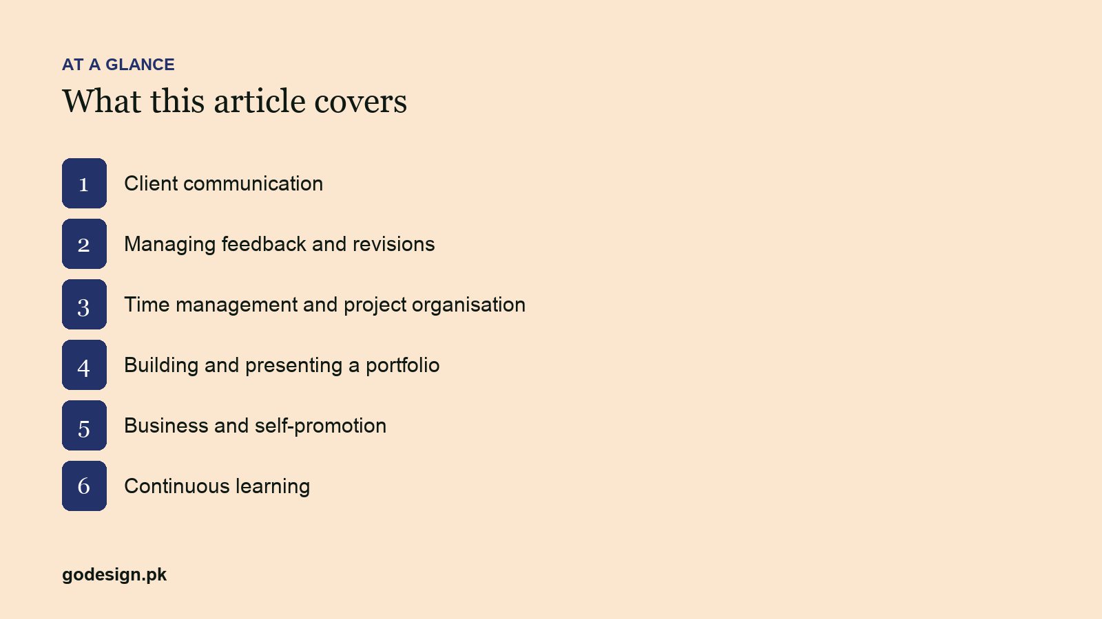 At a glance: the sections of 6 Skills That Make a Graphic Designer Great (Beyond the Software)