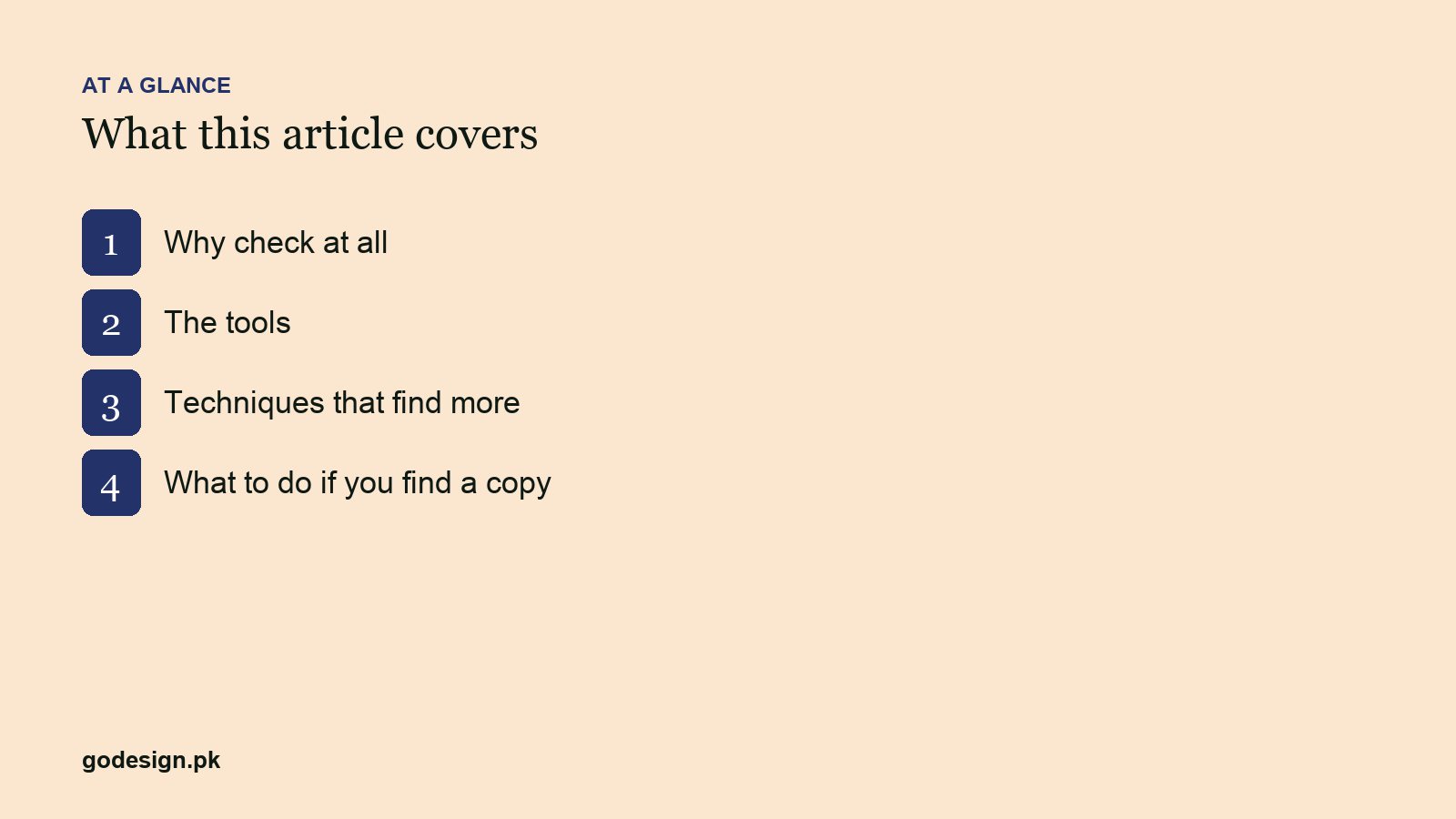 At a glance: the sections of How to Check Whether Your Design Has Been Copied: 3 Practical Methods