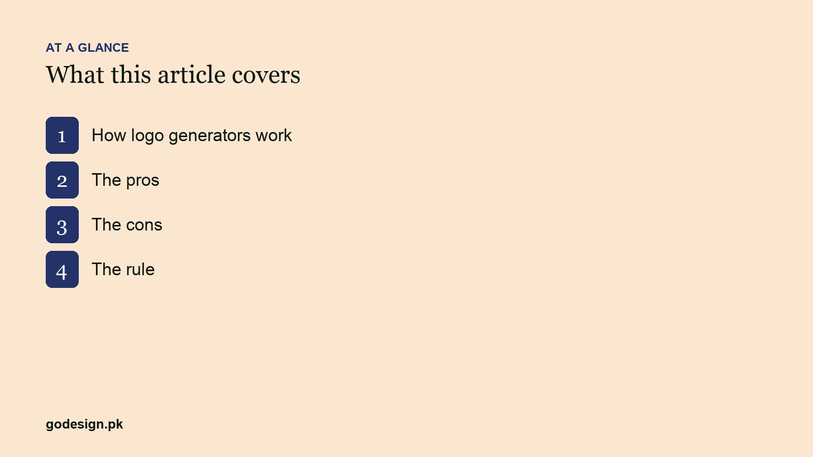 At a glance: the sections of Online Logo Generators: Pros, Cons and When to Use One