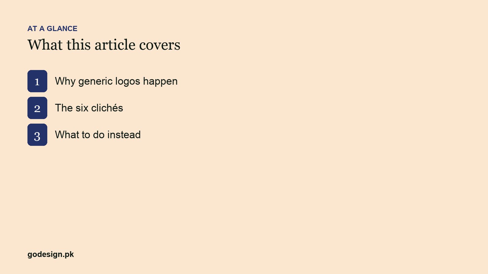 At a glance: the sections of Generic Logo Designs: 6 Clichés to Avoid and What to Do Instead