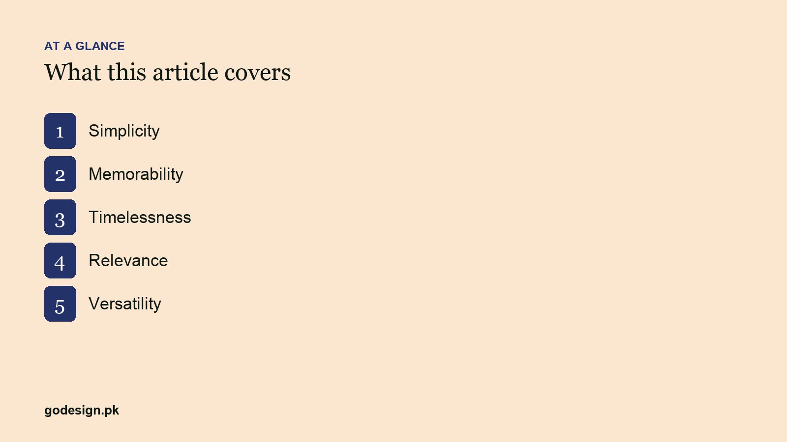 At a glance: the sections of What a Good Brand Logo Needs: 5 Essential Qualities