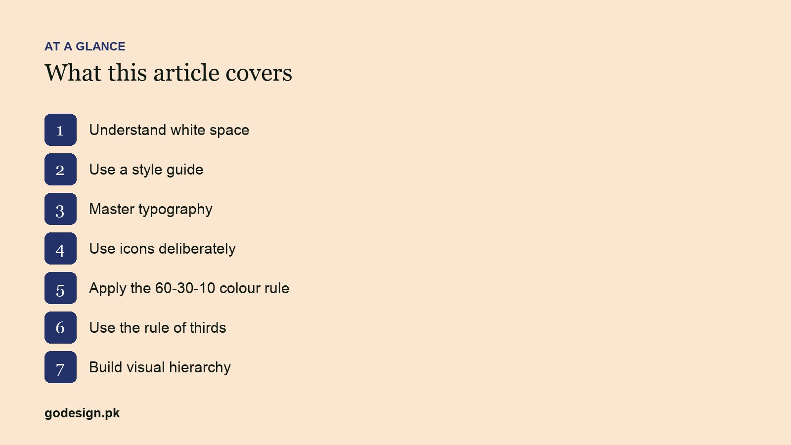 At a glance: the sections of 10 Graphic Design Principles Every Beginner Should Know