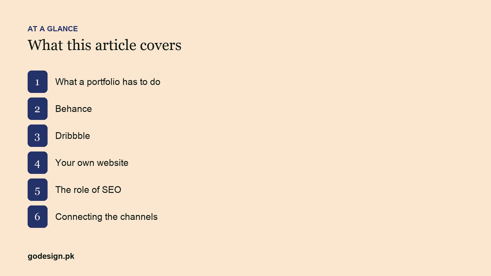 At a glance: the sections of How a Portfolio Finds Clients: Behance, Dribbble and Your Own Site