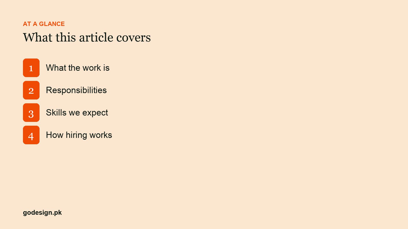 At a glance: the sections of Working as a WordPress Developer at GoDesign