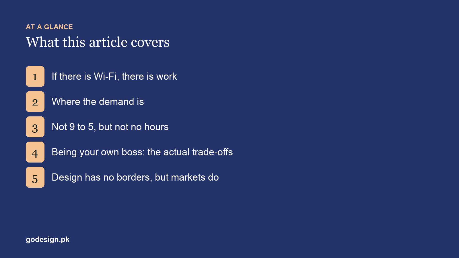 At a glance: the sections of The Scope of Freelancing in Design: Where the Work Is in 2026