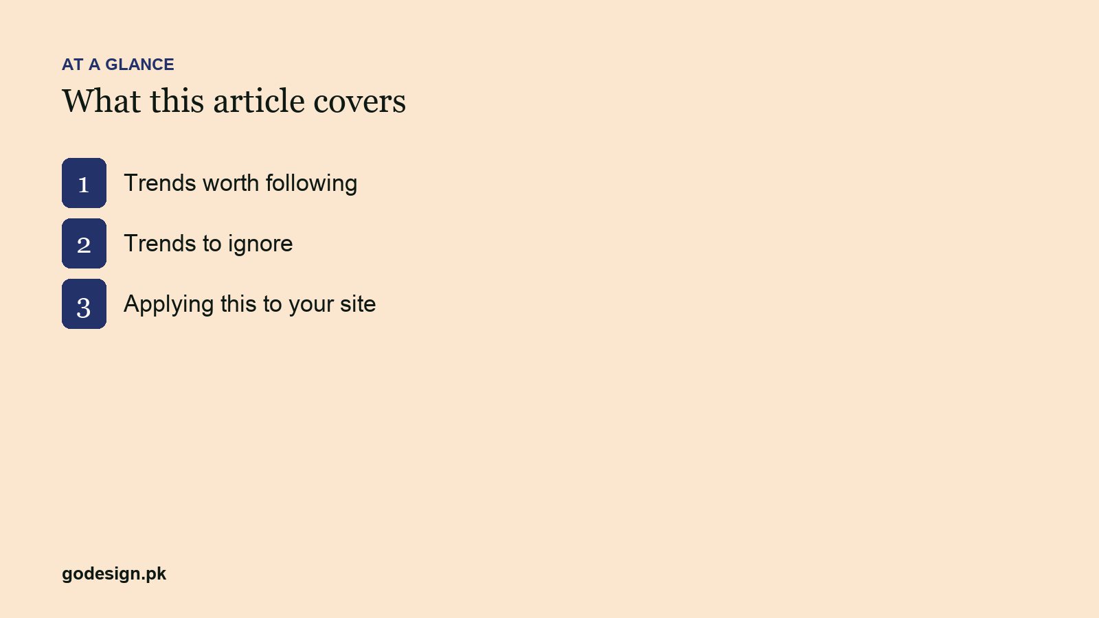 At a glance: the sections of 8 Web Design Trends Worth Following in 2026 (and 3 to Ignore)