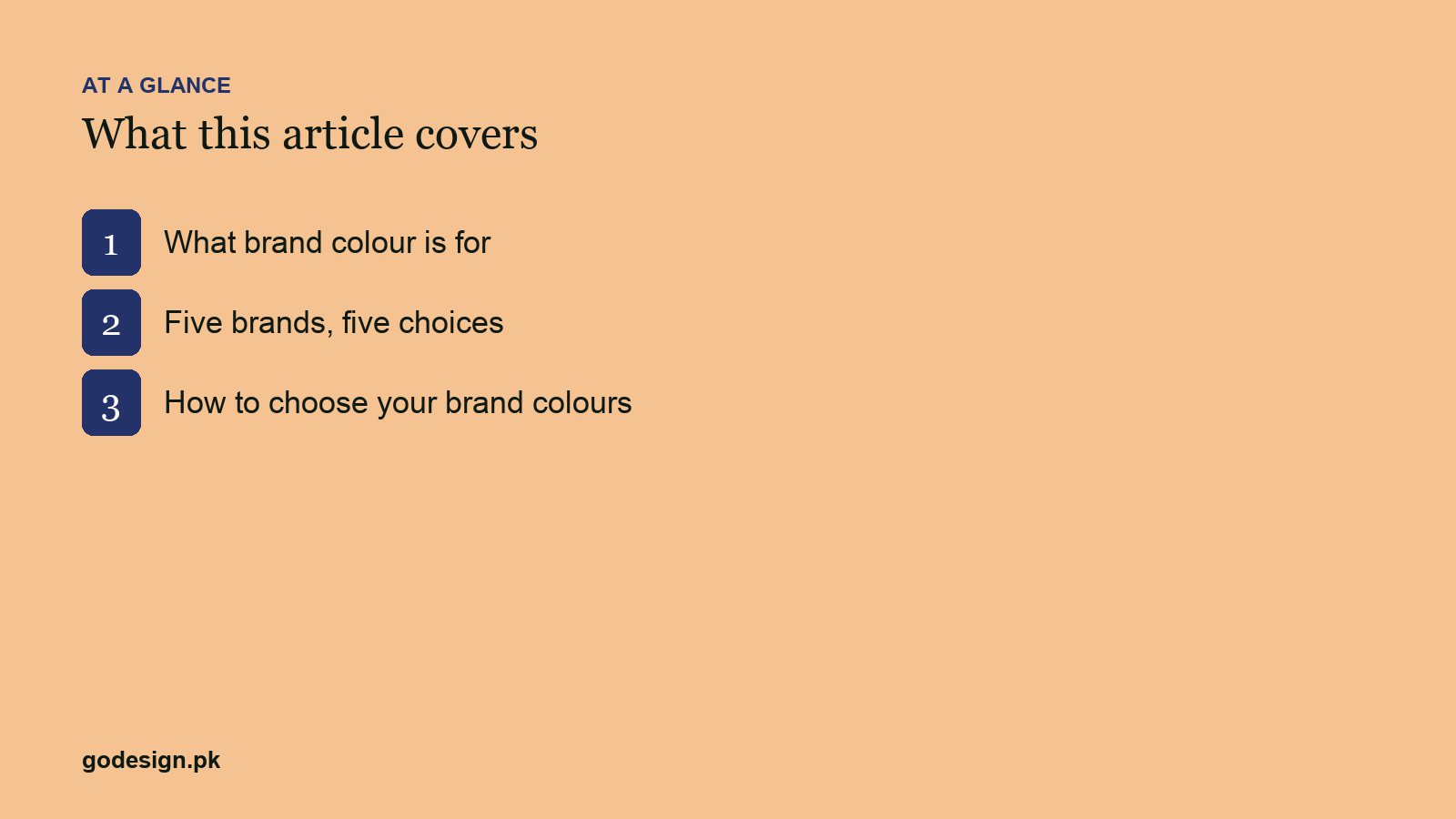 At a glance: the sections of Brand Colours of 5 Famous Brands, and What They Teach You