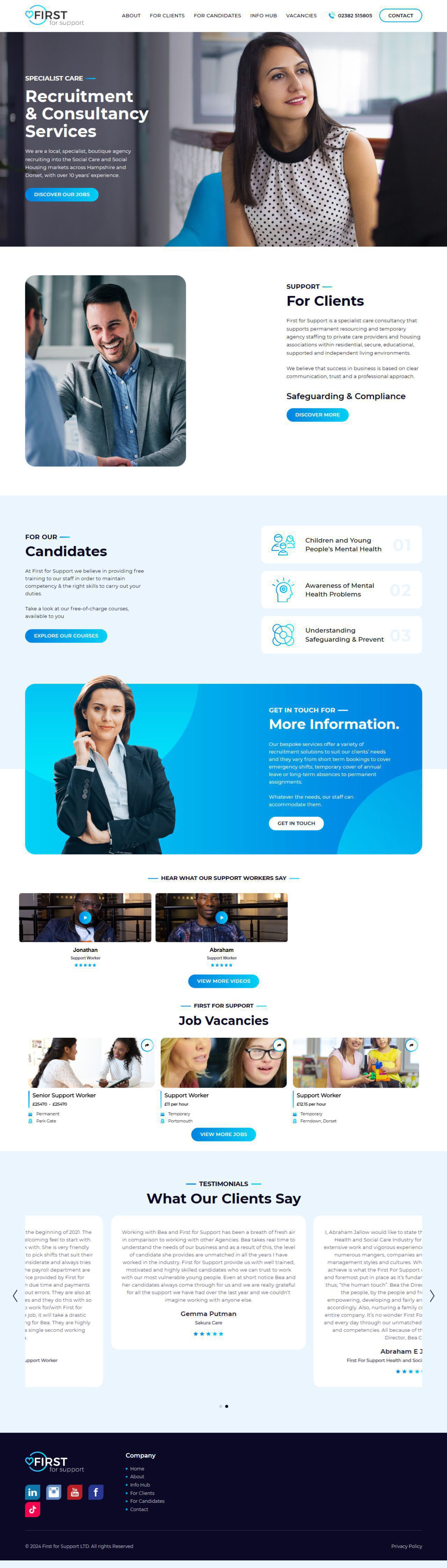 Full page screenshot of First for Support