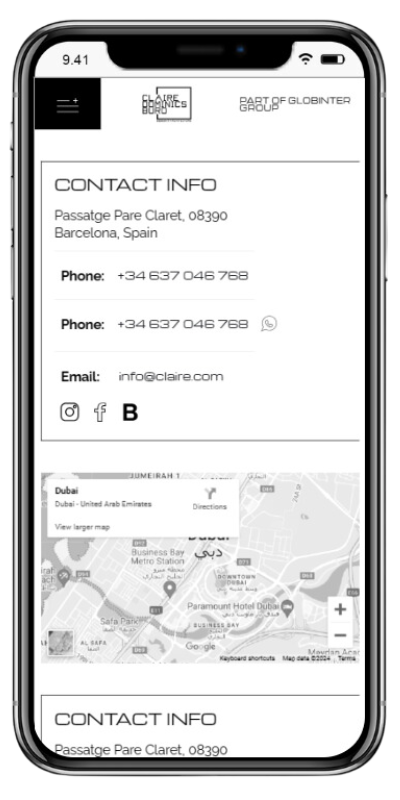 Claire Dominics Buro on mobile