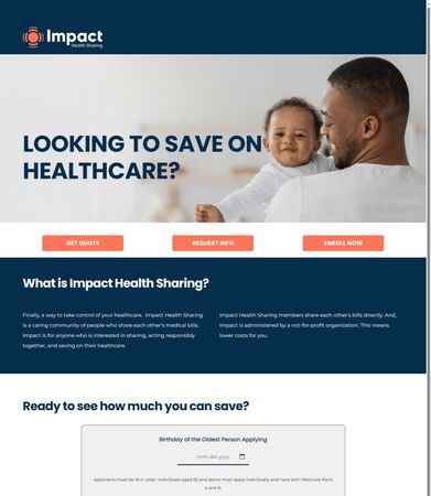 Impact Health Sharing website, a US health-share provider