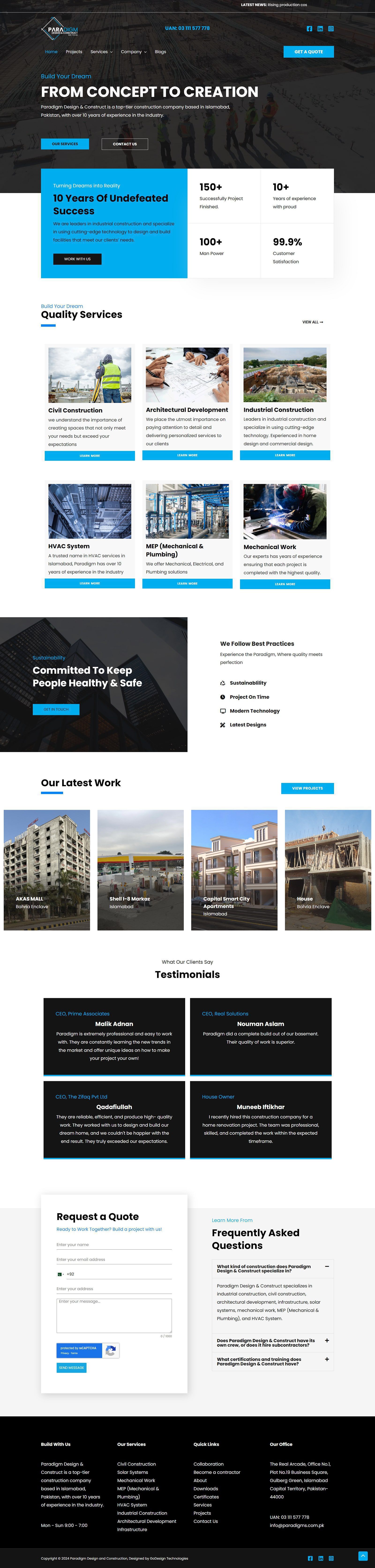 Full page screenshot of Paradigm Design & Construct
